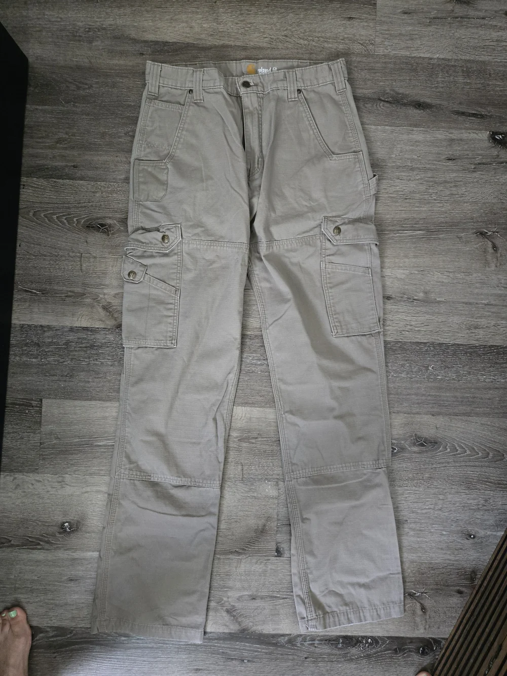Carhartt Khaki/Tan Cargo Pants with Multiple Utility Pockets